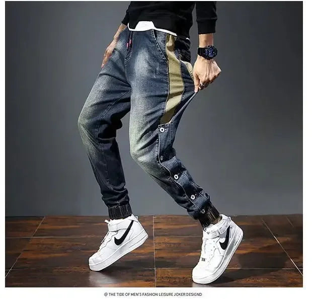 Denim Jeans Harem Pants Fashion Pockets Desinger Loose Baggy Moto Jeans Men Stretch Retro Streetwear Relaxed men clothing pants