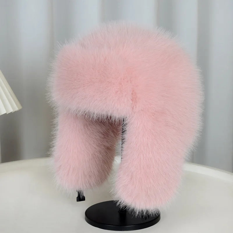 Lei Feng hat winter imitation fox fur thick warm baotou hat outdoor cold-proof ear protection pilot hat cycling hat
