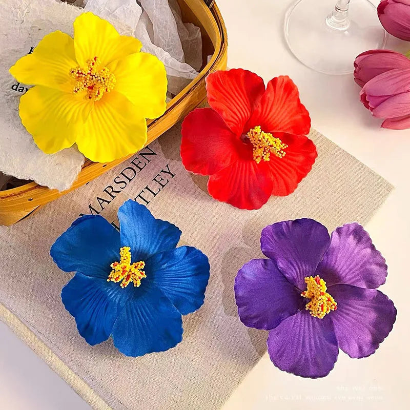 New 10cm Simulated Flower Hair Clip Headband Colorful Flower Swimsuit Tourist Beach Photography Hair Accessory for Beach Travel