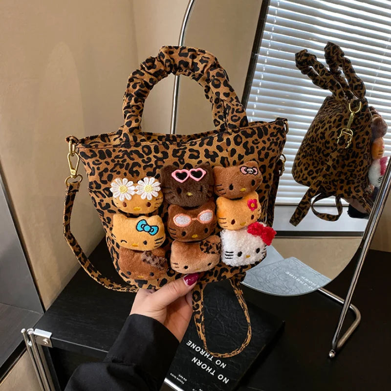 Cartoon Crossbody Bag Fashion Leopard Print Handbag for Girls Cute Women Toddler Shoulder Purse Travel Handbag Gift