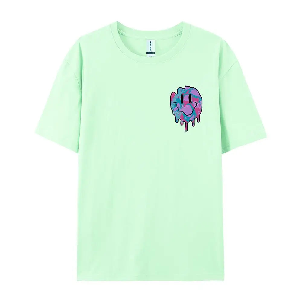 Funny Smile Face Print Female Tshirt Street Casual All Match T-Shirt Fashion Soft Clothes Hip Hop Breathable Tee Shirts Women