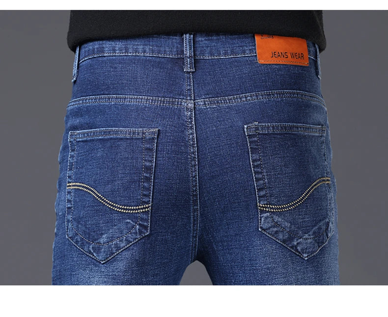 2024 Spring/Summer Men's Comfortable and Versatile Breathable Slim fit denim pants in three colors: straight leg thin pants