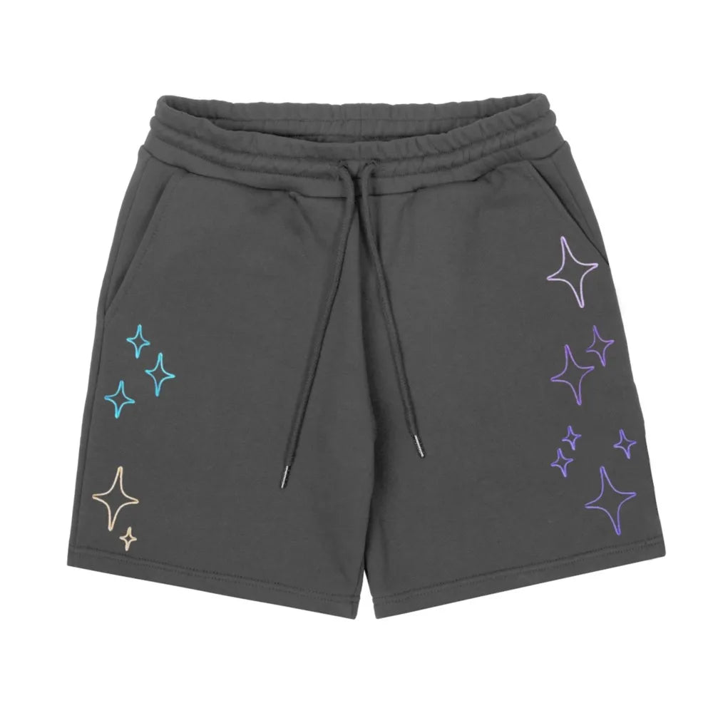 Streetwear Korean Men's Shorts Pants Constellation Graphic Star Print Oversized Jorts Baggy Harajuku Y2k Unisex Clothing Goth BF