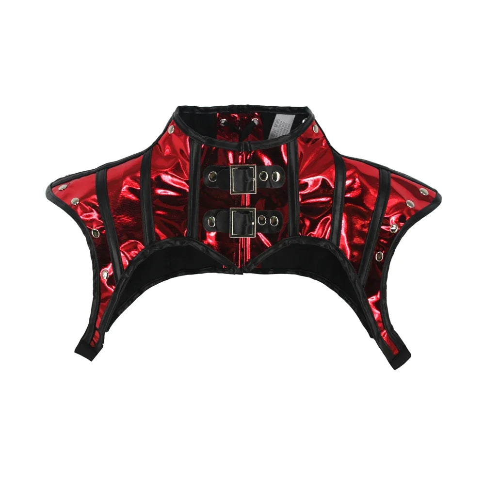 Faux Leather Corset Set Women's Steampunk Gothic Cosplay Game Armor Outfit Sexy Bustier Tops Nightclub Rave Costume