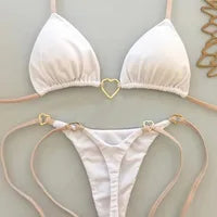Sexy Women's Bikini Solid Color Strapless Split Swimsuit