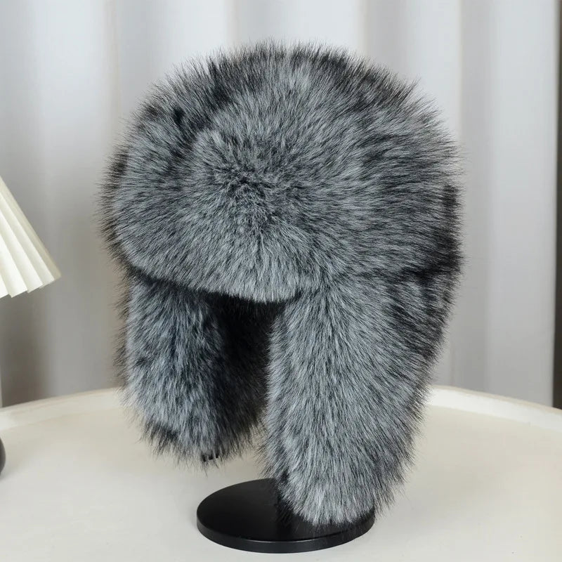 Lei Feng hat winter imitation fox fur thick warm baotou hat outdoor cold-proof ear protection pilot hat cycling hat