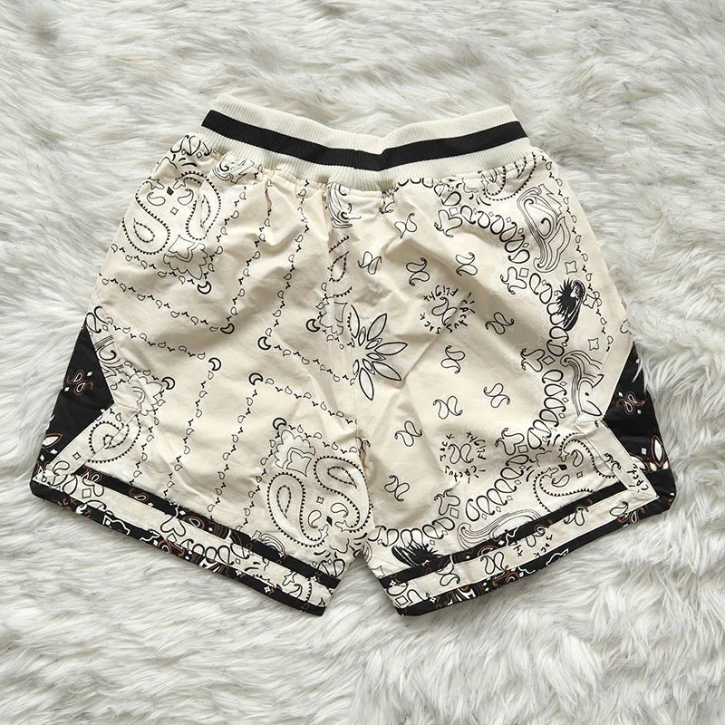 Cactus Jack Shorts Fashion Casual  Loose Color Blocking Patch Black Drawstring Elastic Waist Shorts Men Women Streetwear Pants