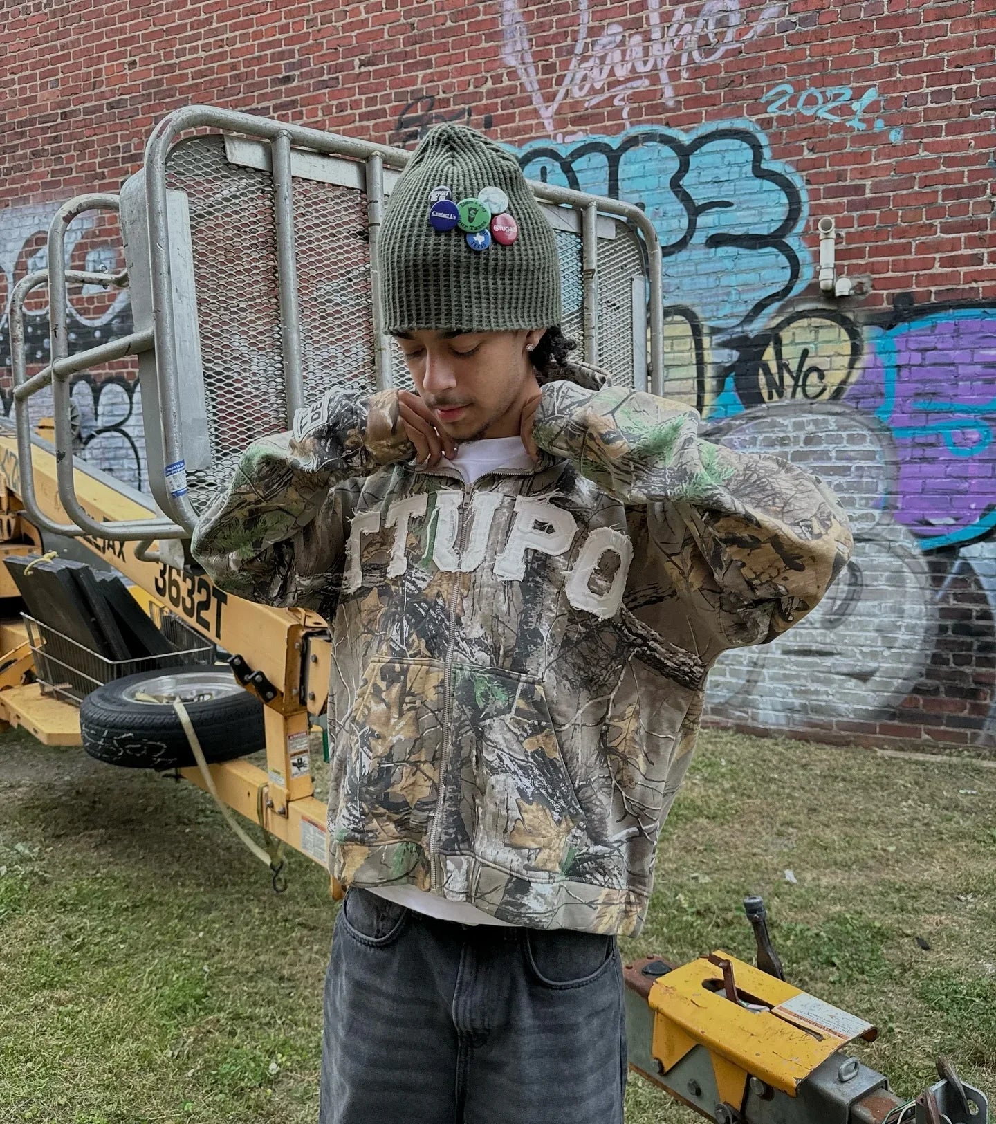 Oversized Camouflage Splicing Craft Sweatshirt Ultra-loose Hoodie American Street Rock Personality Harajuku General Y2K Clothing