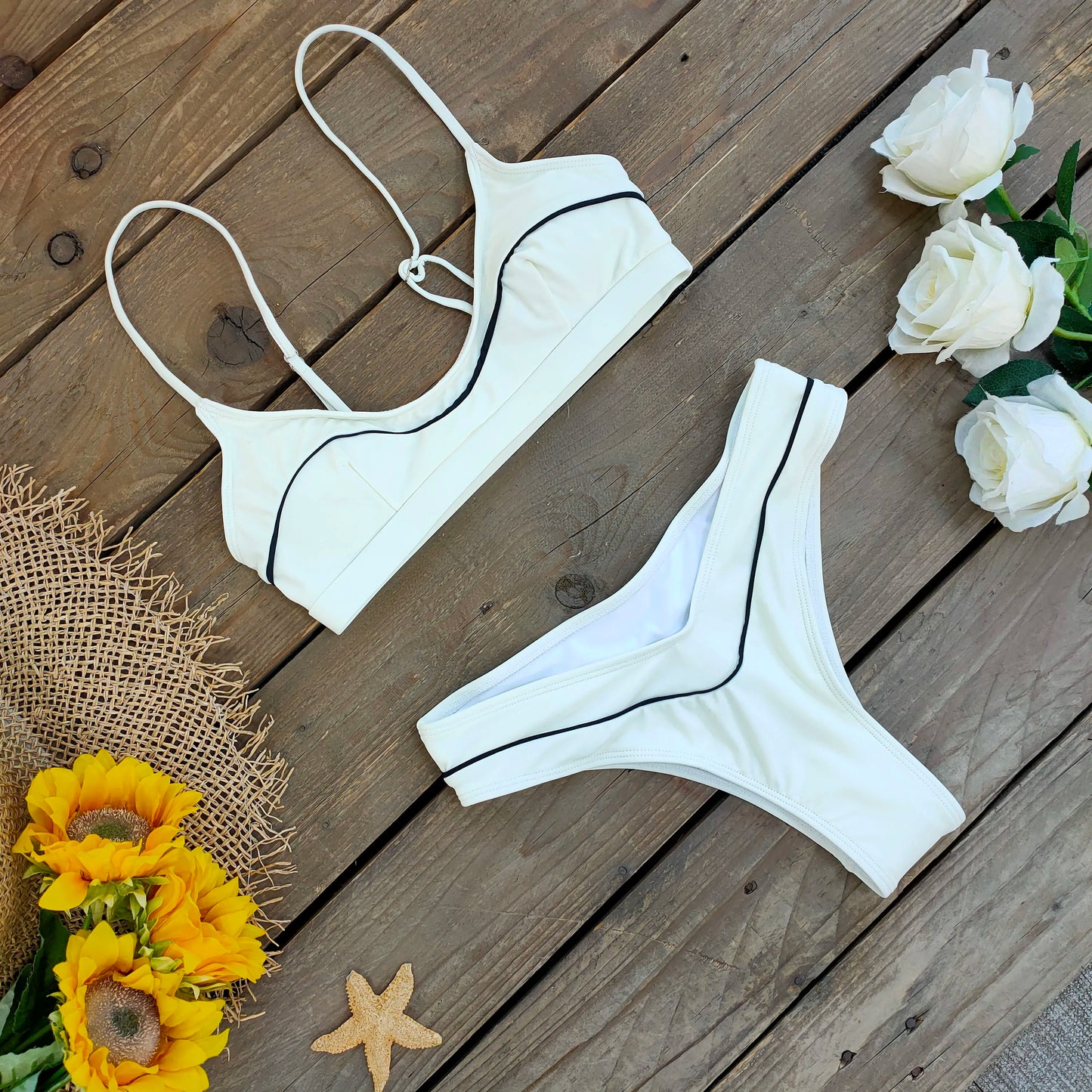 Patchwork Bikini Swimsuit High Waist Brazilan Bikini Set Swimwear for Women U Neck Bathing Suits Summer Female