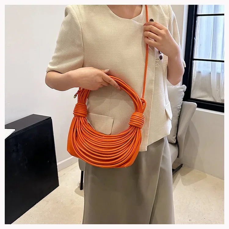 2025 Trendy! Women's Multicolored Woven Knot Handbag - Stylish Crossbody/Top Handle Bag | High-End Texture for Streetwear
