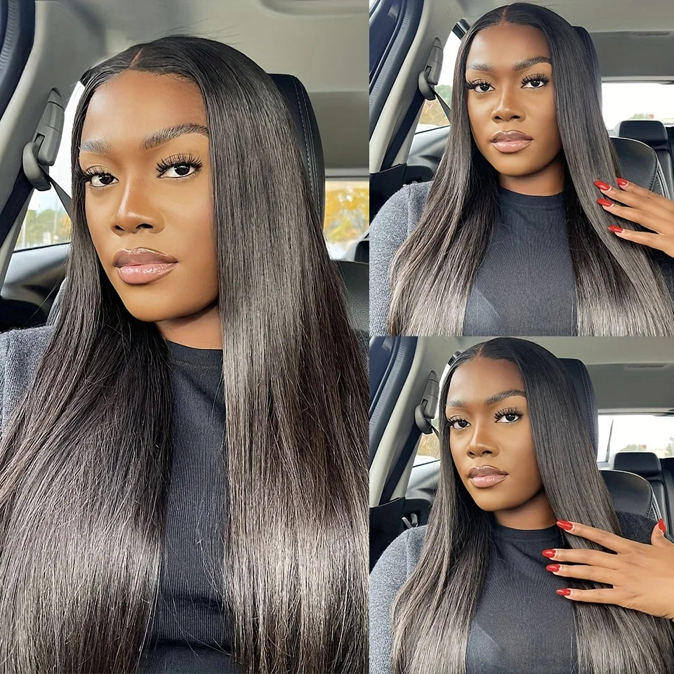 Bone Straight 13x4 Lace Frontal Wig For Women 5x5 Glueless Invisi-Drawstring Black Human Hair Wigs 360 Full Lace Wig Human Hair