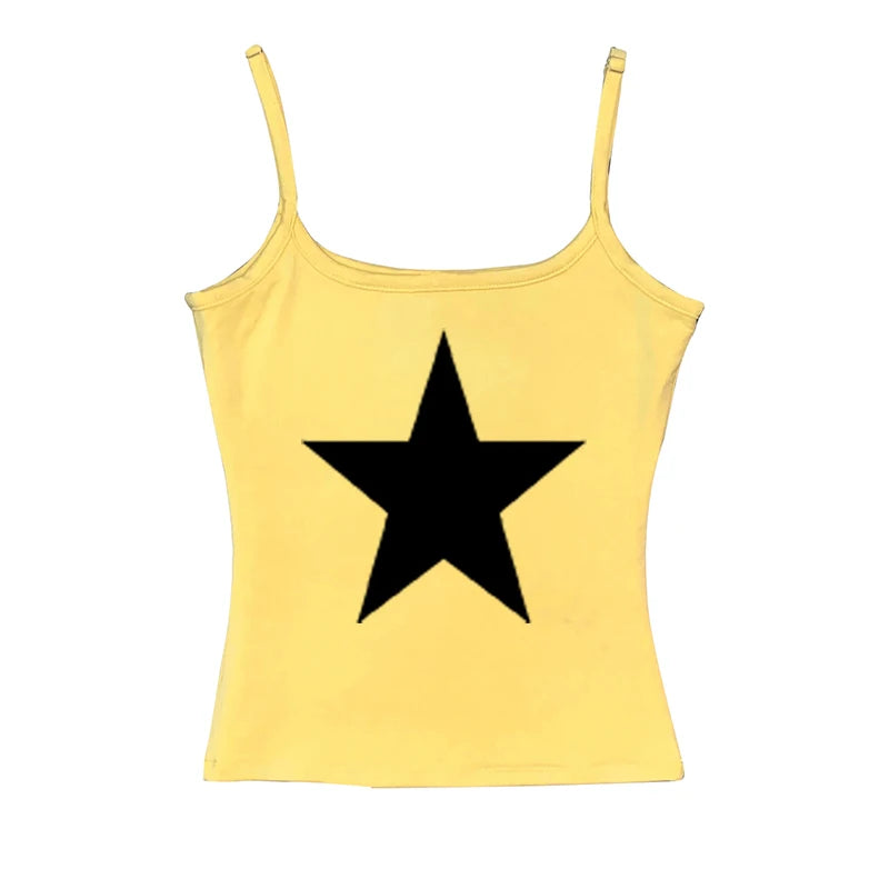 Gothic Star Print Streetwear Vintage Harajuku Punk Grunge Crop Top Casual Women's T-Shirt E-girl Baby Tee Slim Y2k Clothes