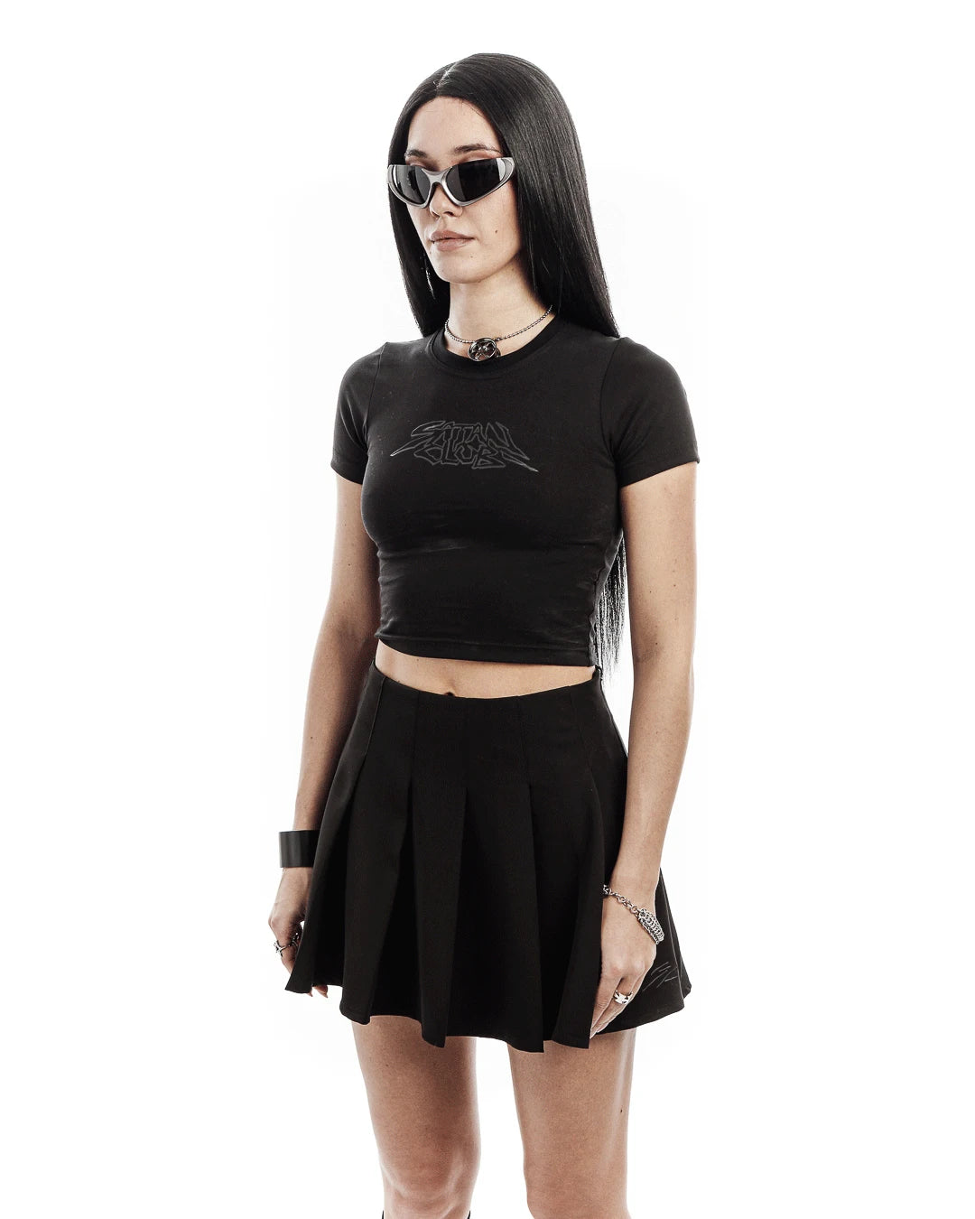 Harajuku Aesthetic Hip Hop Satan Club Graphic Print Y2K Letter Crop Tops SCFEM Tee Women Clothing Streetwear Short Sleeve Tshirt