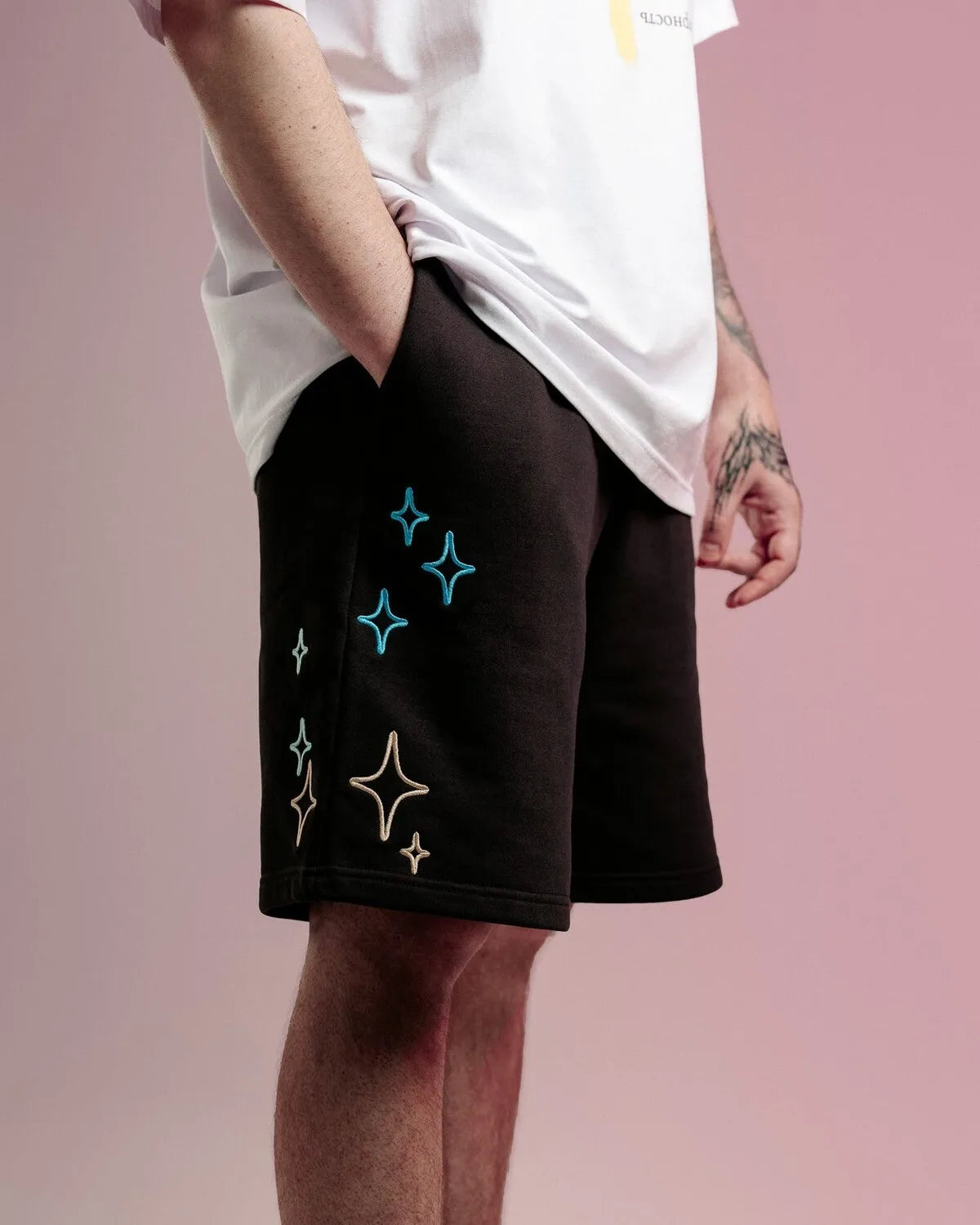 Streetwear Korean Men's Shorts Pants Constellation Graphic Star Print Oversized Jorts Baggy Harajuku Y2k Unisex Clothing Goth BF