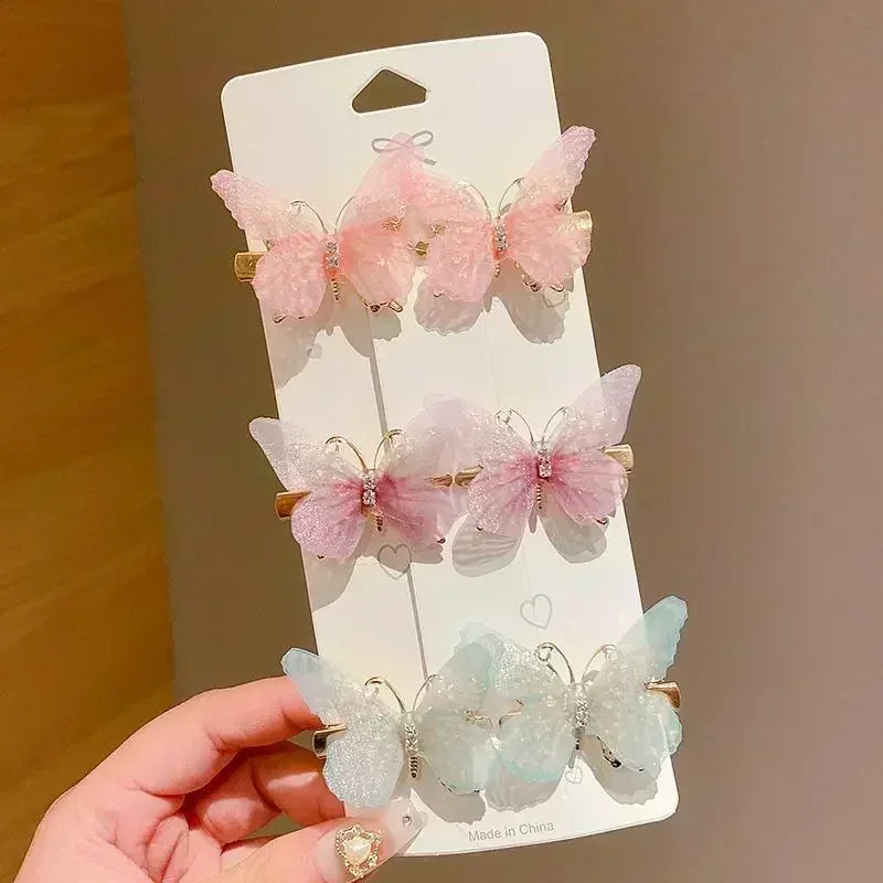 2/6Pcs Colorful Butterfly Hairpins Girl Hair Clips Barrettes Women Sweet Hair Ornament Rainbow Headwear Fashion Hair Accessories