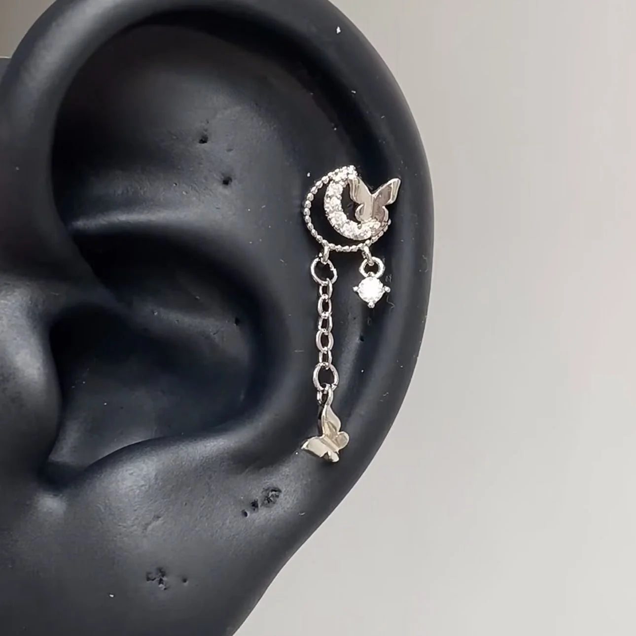 1pcs Quality Love Star Zircon 316L Stainless Steel Ear Bone Nail Y2K Silver Color Earring for Women Cochlear Accessorie