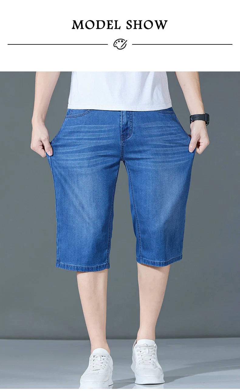 denim shorts, seven-point pants, new style, loose mid-length pants, casual, summer thin men's Troupers, men's jeans