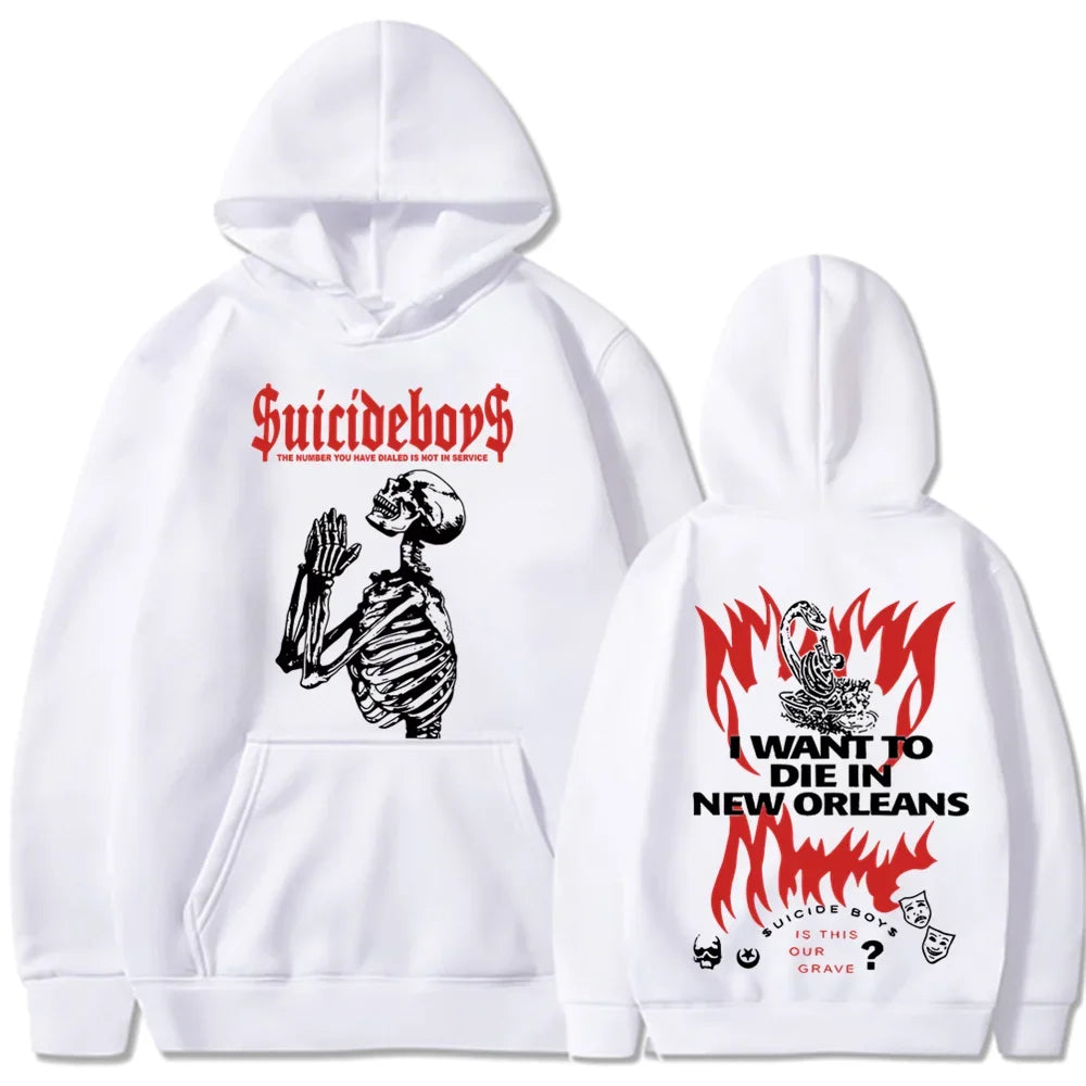 2025 new hoodie Suicide boy Wearing a hood, I want to die in New Orleans, super fashionable hoodie