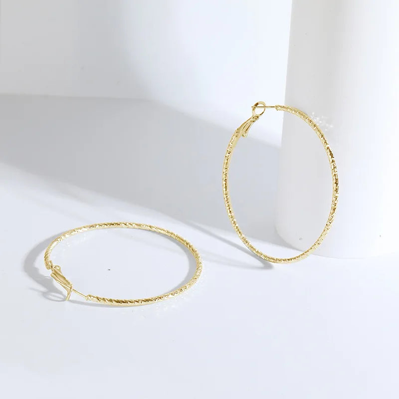 Geometric Large Circle Hoop Earrings For Women Statement Gold Color Ear Ring Fashion Jewelry Accessories Nightclub DJ Boho