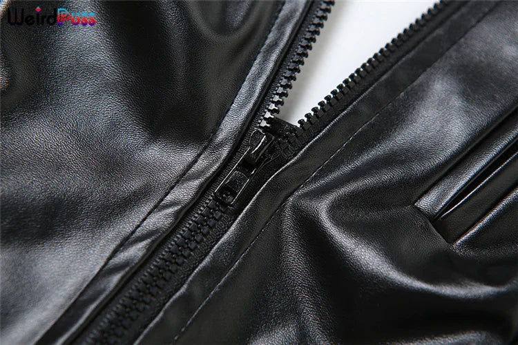 Weird Puss PU Backless Women Tank Tops Halter Neck Sleeveless Zipper Decoration Sexy Punk Nightclub Streetwear Summer Wild Vest