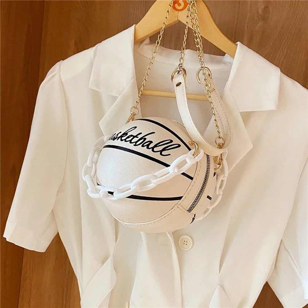 Fashion Chic Women Ball Handbag Round Basketball Football Shape Party bag Faux Leather Crossbody Girls Coin Purse Shoulder Bag