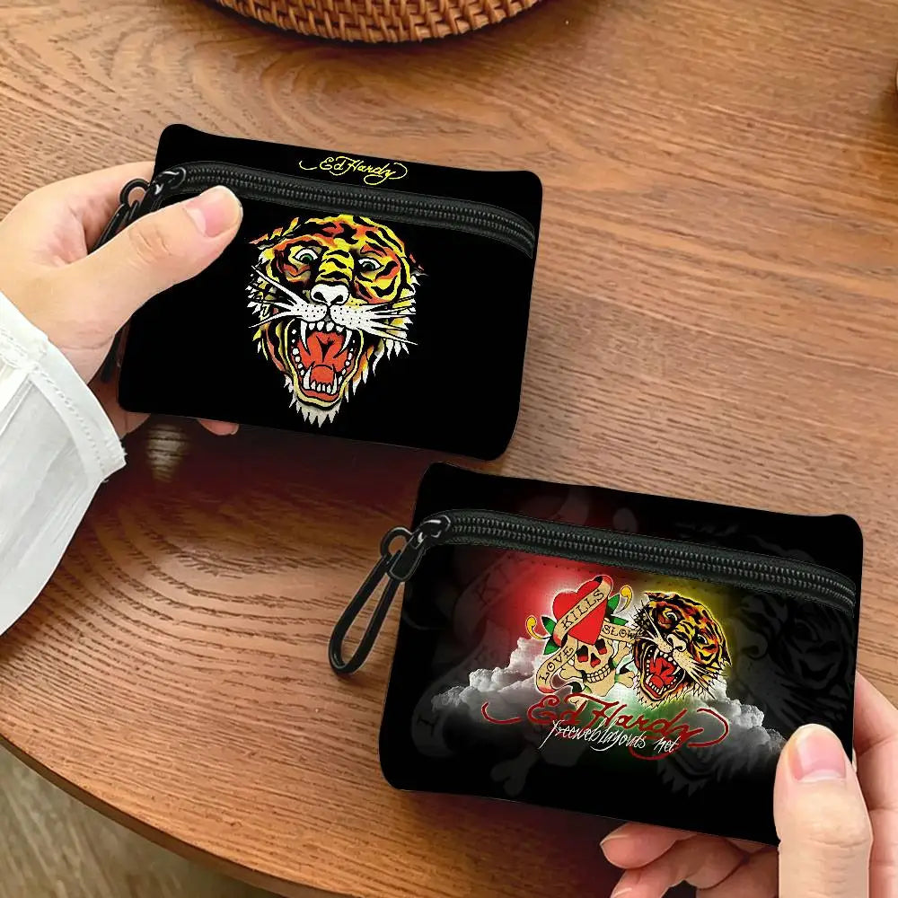 Fashion Brand E-Ed H-Hardy Oxford Fabric Mini Coin Wallet Smooth Zipper Hanging Design Multi-use Small Storage Bag For Travel