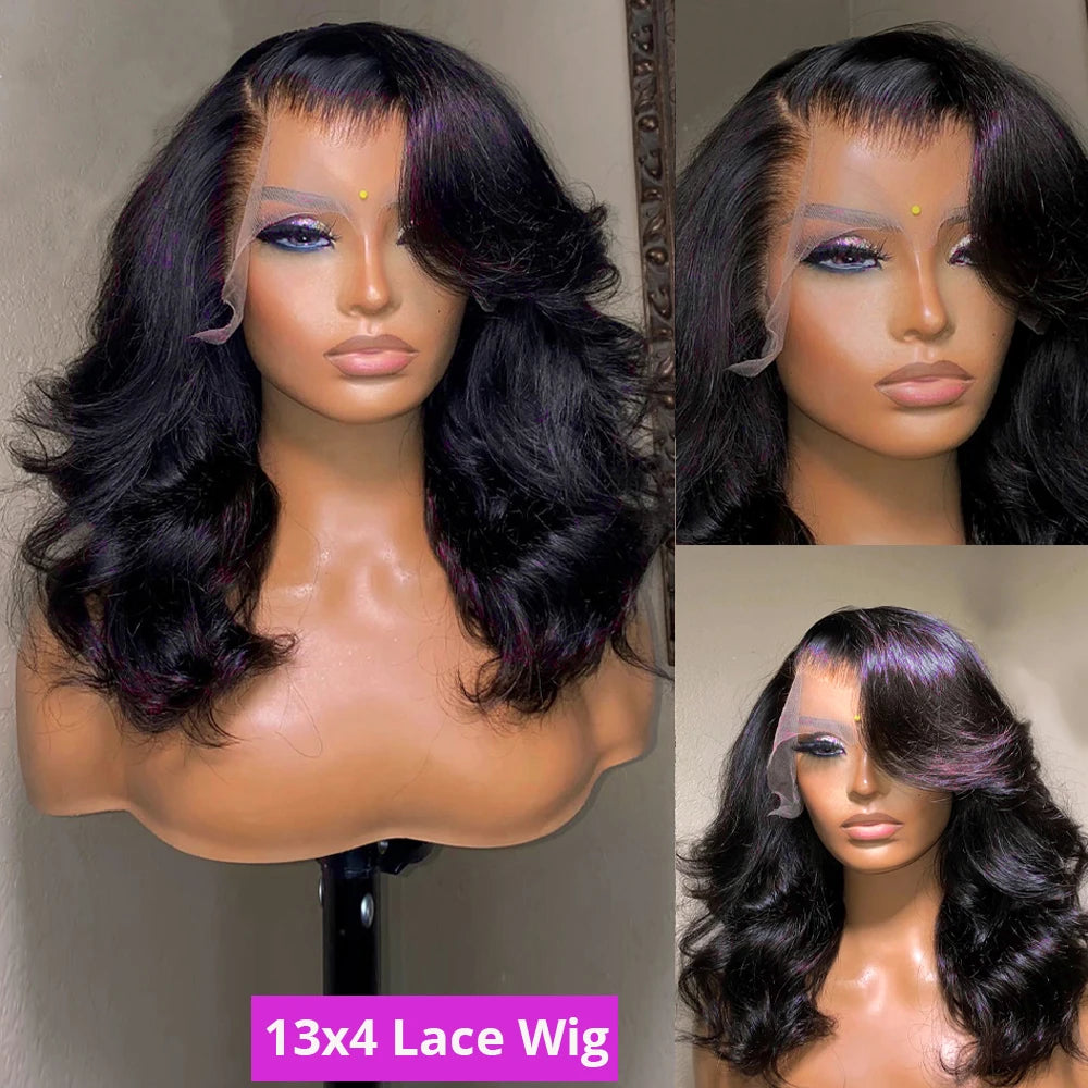 Body Wave Bob Wig 13x6 Transparent Hd Lace Frontal Wig Brazilian Virgin Remy Water Wave 13x4 Glueless Human Hair Wig 250 Density