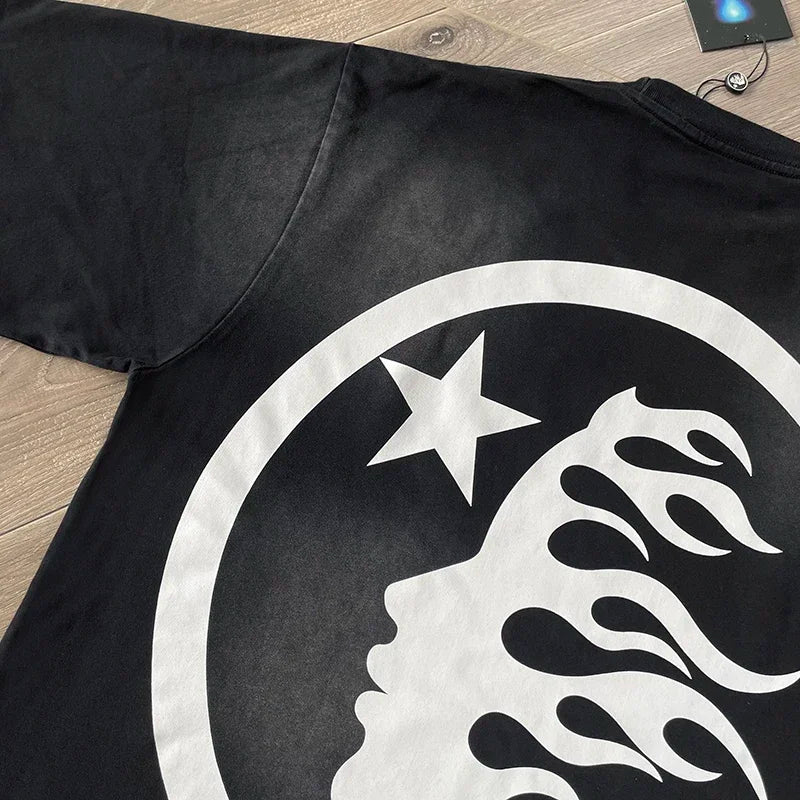 HS Gel Sport Logo Cotton wash short sleeve T-shirt European and American fashion