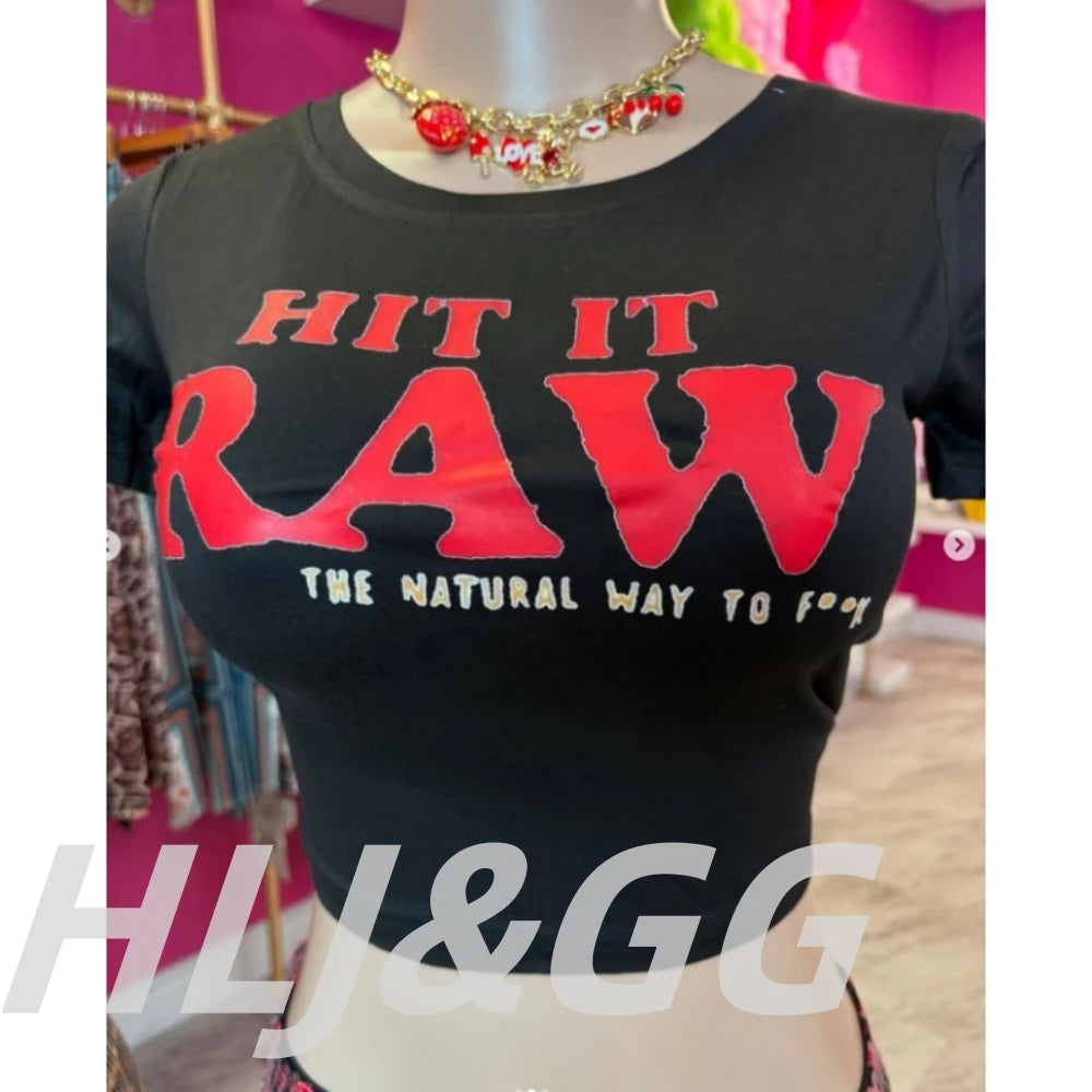 HLJ&GG Y2K Fashion Letter Printing Sequin Shorts Two Piece Sets Women Round Neck Short Sleeve Slim Crop Top And Shorts Outfits