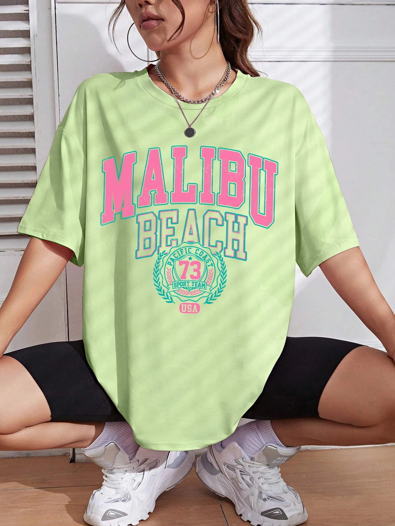 Malibu Beach Letter Print Print Womens T-Shirts Street Casual Tshirt Summer Brand Tee Clothing Hip Hop Breathable Tshirts Women
