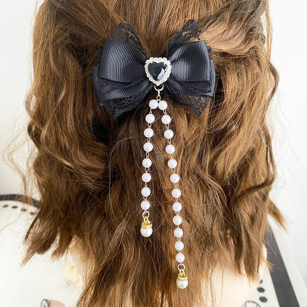 [1pair] Lolita cosplay Girl hairpin Bow barrette cute hair accessories japanese aesthetic hair clips y2k cute items for girls