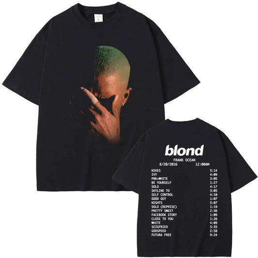 Rapper Frank Fashion Vintage Graphic T-shirts Men Women Ocean Hip Hop Trend T Shirts Blond  T-shirt Man Tshirt