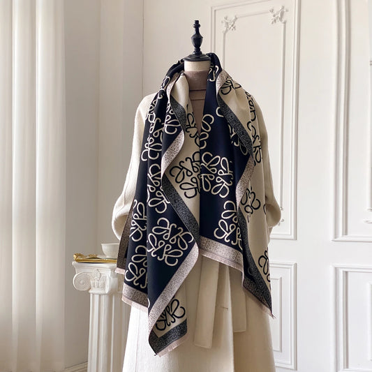 2025 New Women's Scarf Warm Scarf Shawl Simple Imitation Cashmere Scarf Thick Shawl Jacquard Fashion Autumn and Winter