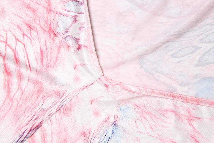 Weird Puss Colorful Print Jumpsuit Women Halter Deep v-Neck Sexy Backless Sleeveless Skinny Peach Hip Street Activity Overalls