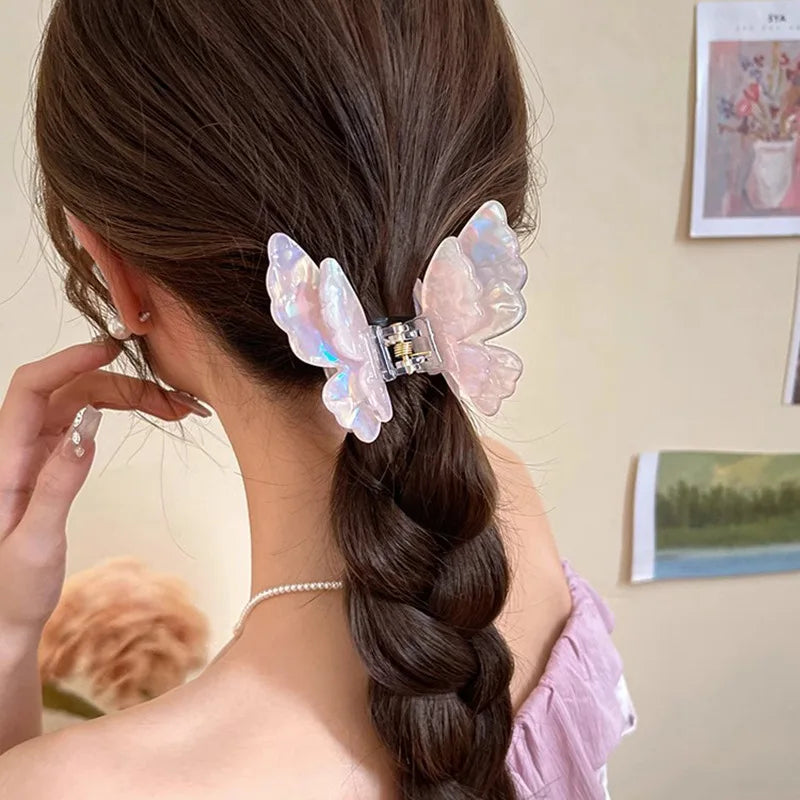 Colorful Fairy Butterfly Hair Claw Acetate Sweet Princess Butterfly Crab Hair Clips for Women Girls Hairpin Hair Accessories