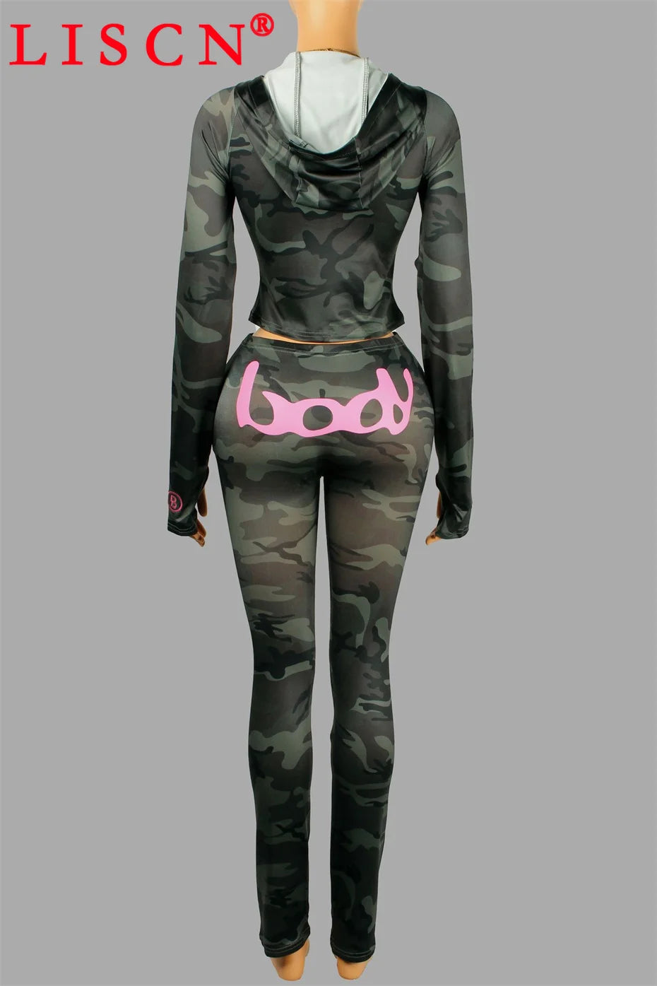 10 Wholesale Fall Tracksuits Camouflage Printing Two Piece Set Womens Outfits Slim Long Sleeve Hooded Jackets + Pants K15697_2