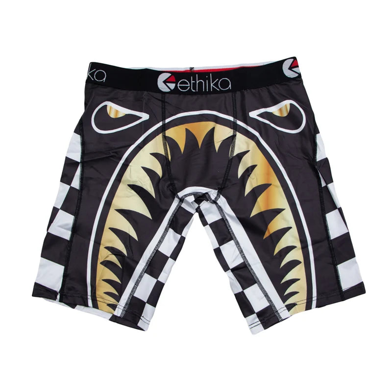 ETHIKA 1Pcs Men Underwear Boxers Breathable Mesh Crotch Man Underpants Plus Size L-3XL Mens Panties Printed Men's Boxers Briefs