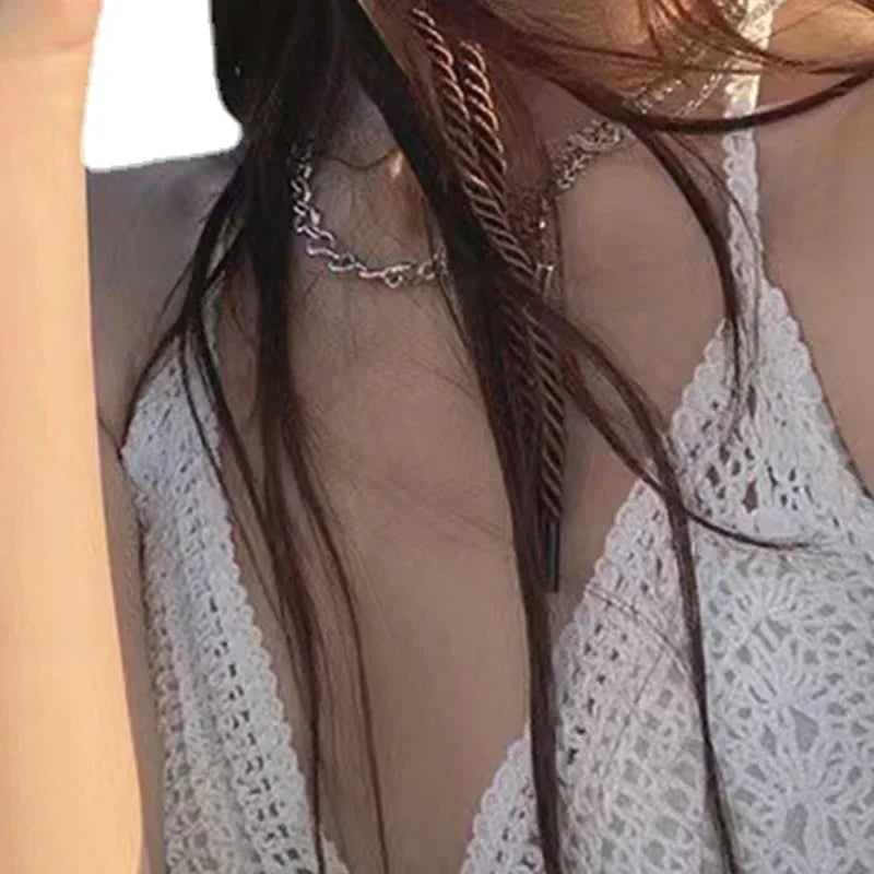 Sexy Boho Beach Holiday Camisole Halter Women Crochet Knit Swimsuit Bra Backless Vest Hollow Tassel Tank Top Women's Crop Tops