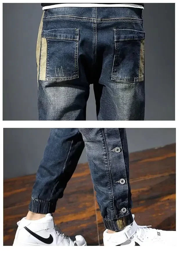 Denim Jeans Harem Pants Fashion Pockets Desinger Loose Baggy Moto Jeans Men Stretch Retro Streetwear Relaxed men clothing pants