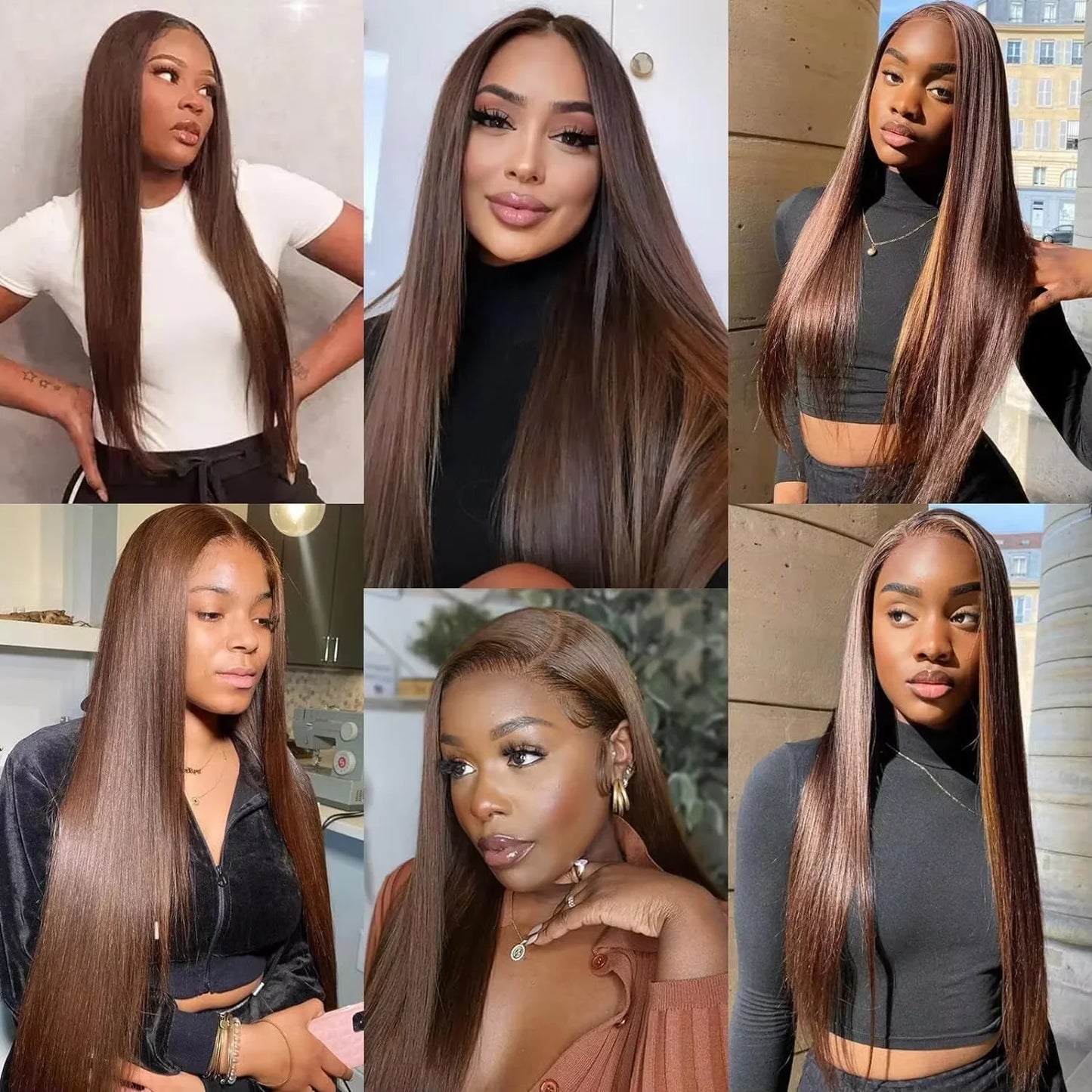 Premium Chocolate Brown Colored 13x4 HD Lace Front Human Hair Wigs 46 Long Inch Raw Indian Straight Human Hair Frontal Wigs