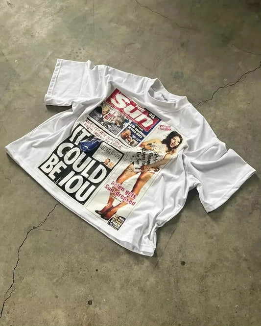 Summer American Alphabet Print Graphic T-shirt Y2k Top Oversized T-shirt Harajuku Goth Street Retro Men Hip Hop Women T-shirt