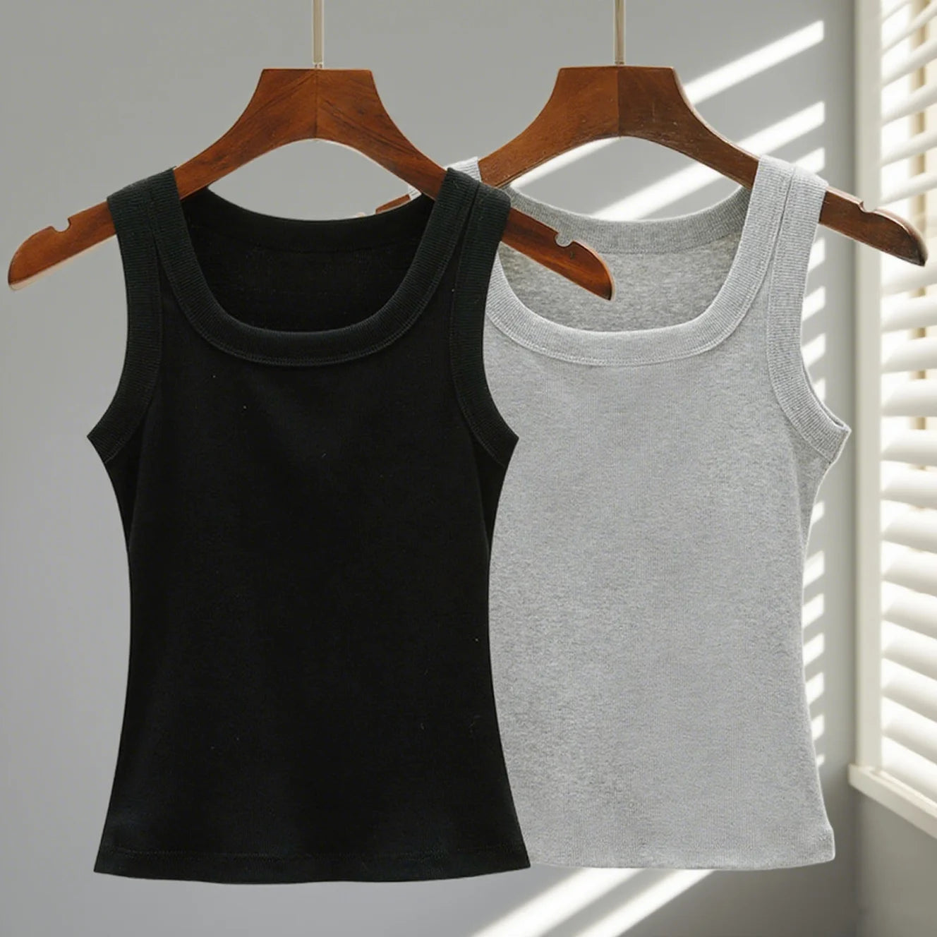 2PCS 100% Cotton Solid Color Washed Vest Womens Summer Casual Tank Top Y2K Sleeveless Clothes Soft Comfortable Sportswear