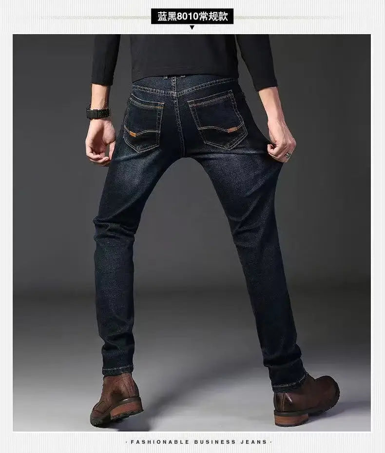 2025 Spring/Summer New Men's Jeans Micro Elastic Loose Straight Tube Business Casual Men's Pants Boutique Denim Series