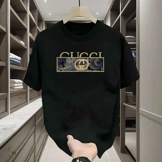 2025 Spring and Summer New Letter Pattern Printed Men's Light Luxury Fun Anime Printed Short Sleeve Round Neck Tshirt casual Top