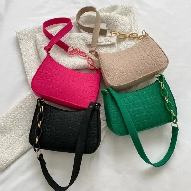 Retro Felt Small Square Bag For Women Autumn Shoulder Handheld Fashion