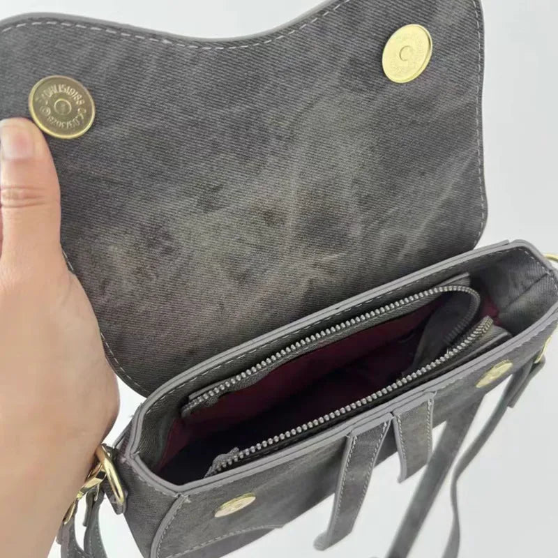 Shoulder Bag 2025 Autumn Winter New Denim Graffiti Y2k Saddle Bag Unisex Tote Fashion Commuter Outdoor Handbag Crossbody Bag