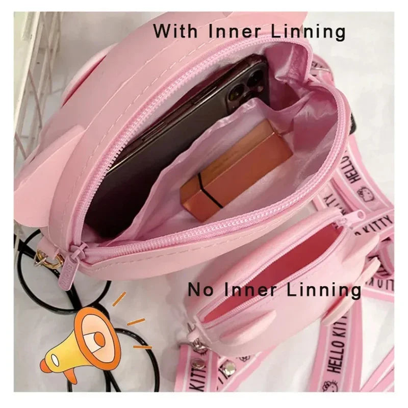 Bags for Women Hello Kitty Crossbody Bag for Girls Pink White Cute Bow Kawaii Bag Small 3D Shoulder Bag Bolsas Para Mujeres
