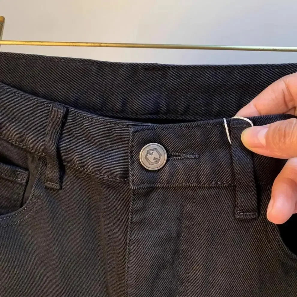 Spring Autumn Men's Elastic Slim Fit Casual Jeans Trendy Loose High End Brand Fashionable Long Trousers Popular Style