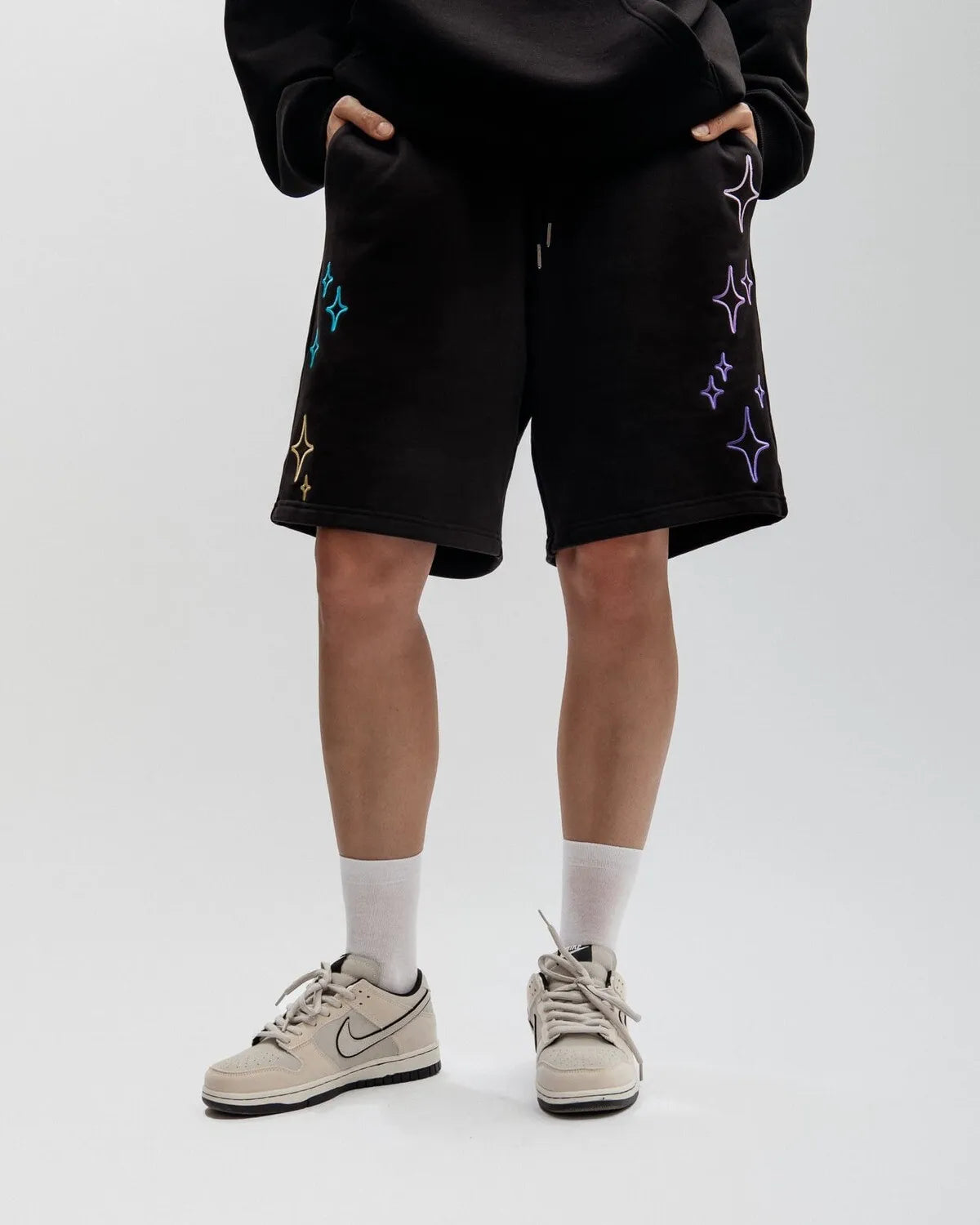 Streetwear Korean Men's Shorts Pants Constellation Graphic Star Print Oversized Jorts Baggy Harajuku Y2k Unisex Clothing Goth BF