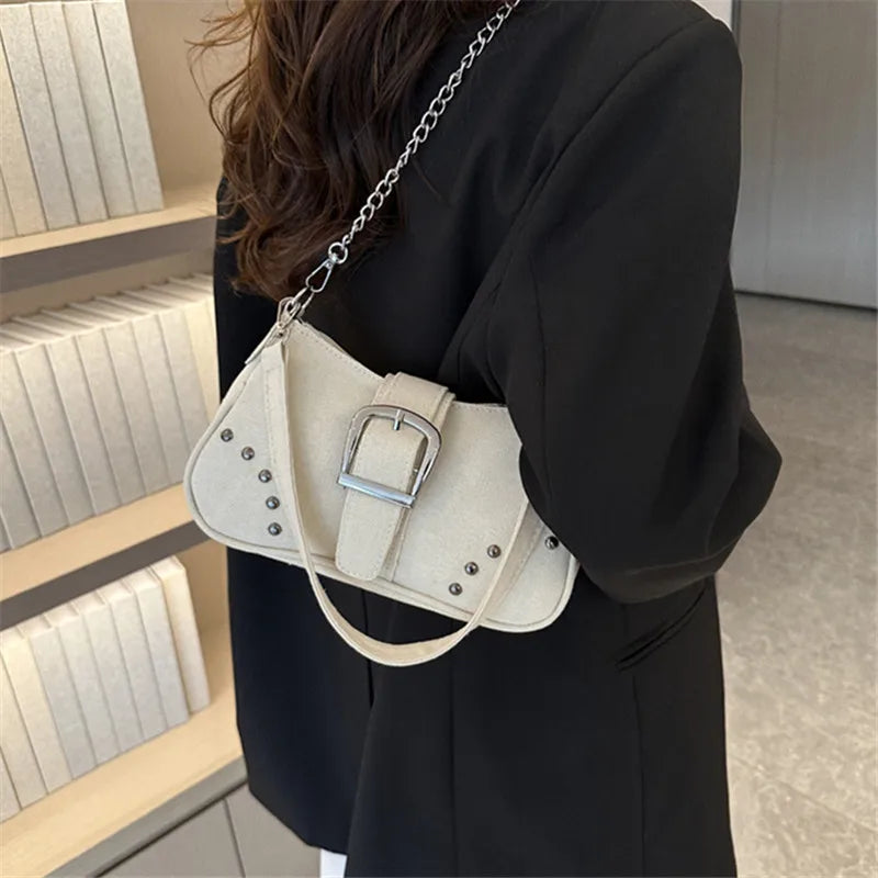 Simple Retro Underarm Bag Fashionable Trend Casual Shoulder Bag Canvas Casual Texture Crossbody Bag for Women
